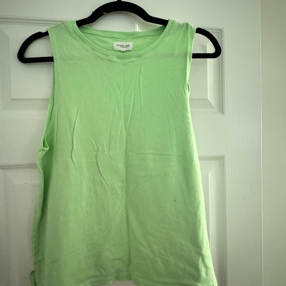 Sincerely Jules for Bandier green distressed tank top